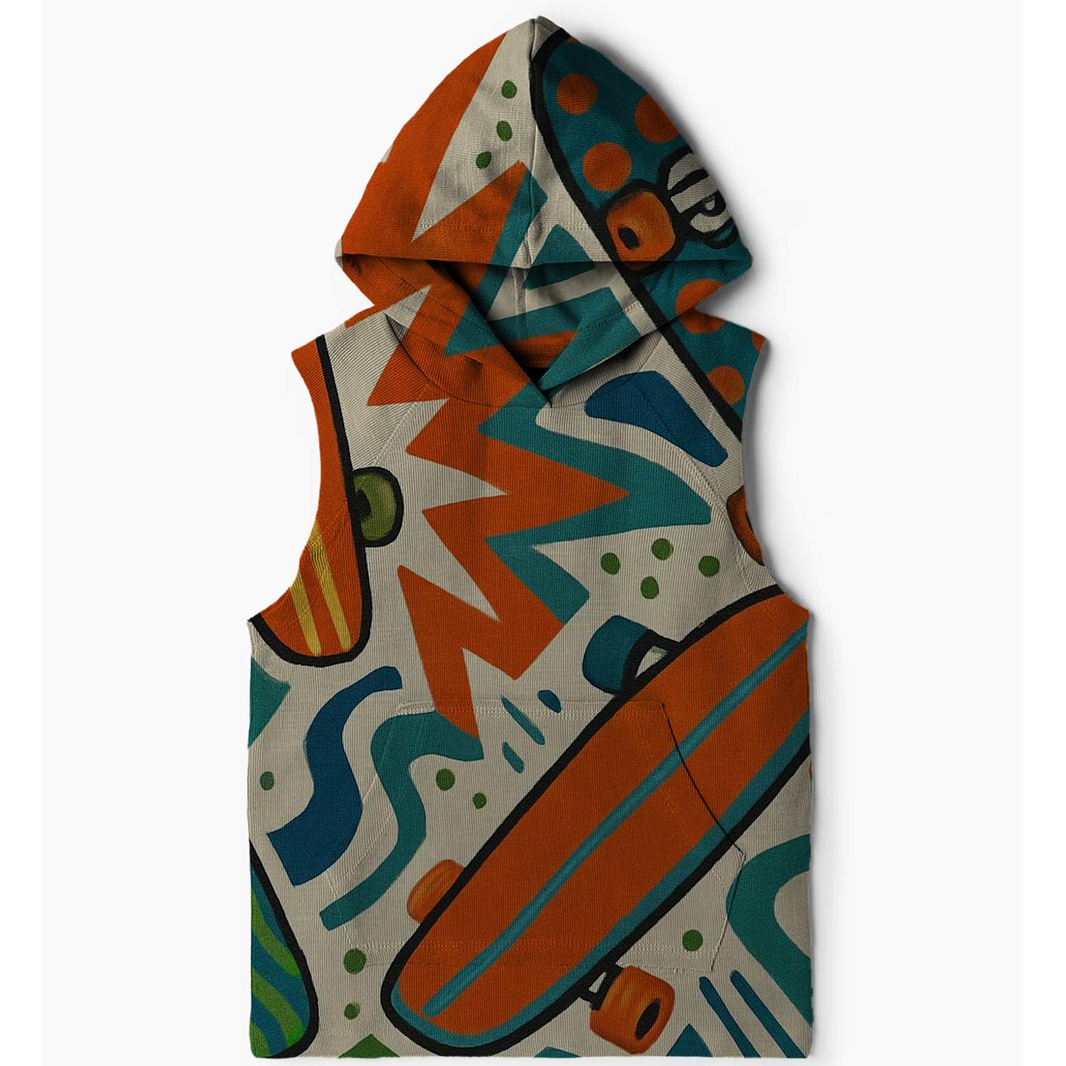 Retro Skateboard Culture Sleeveless Hoodie