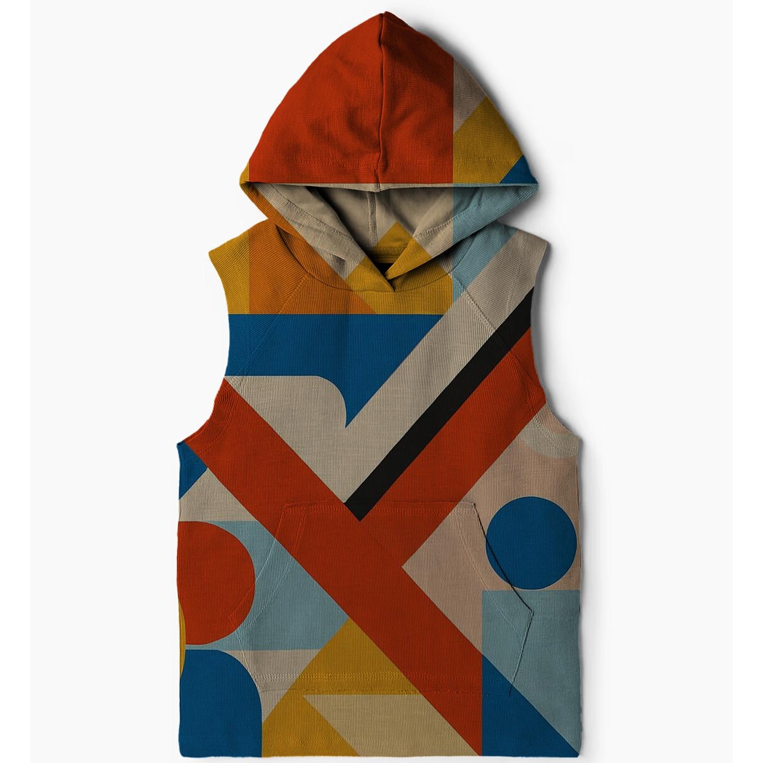 Geometric Vibes Sleeveless Hoodie