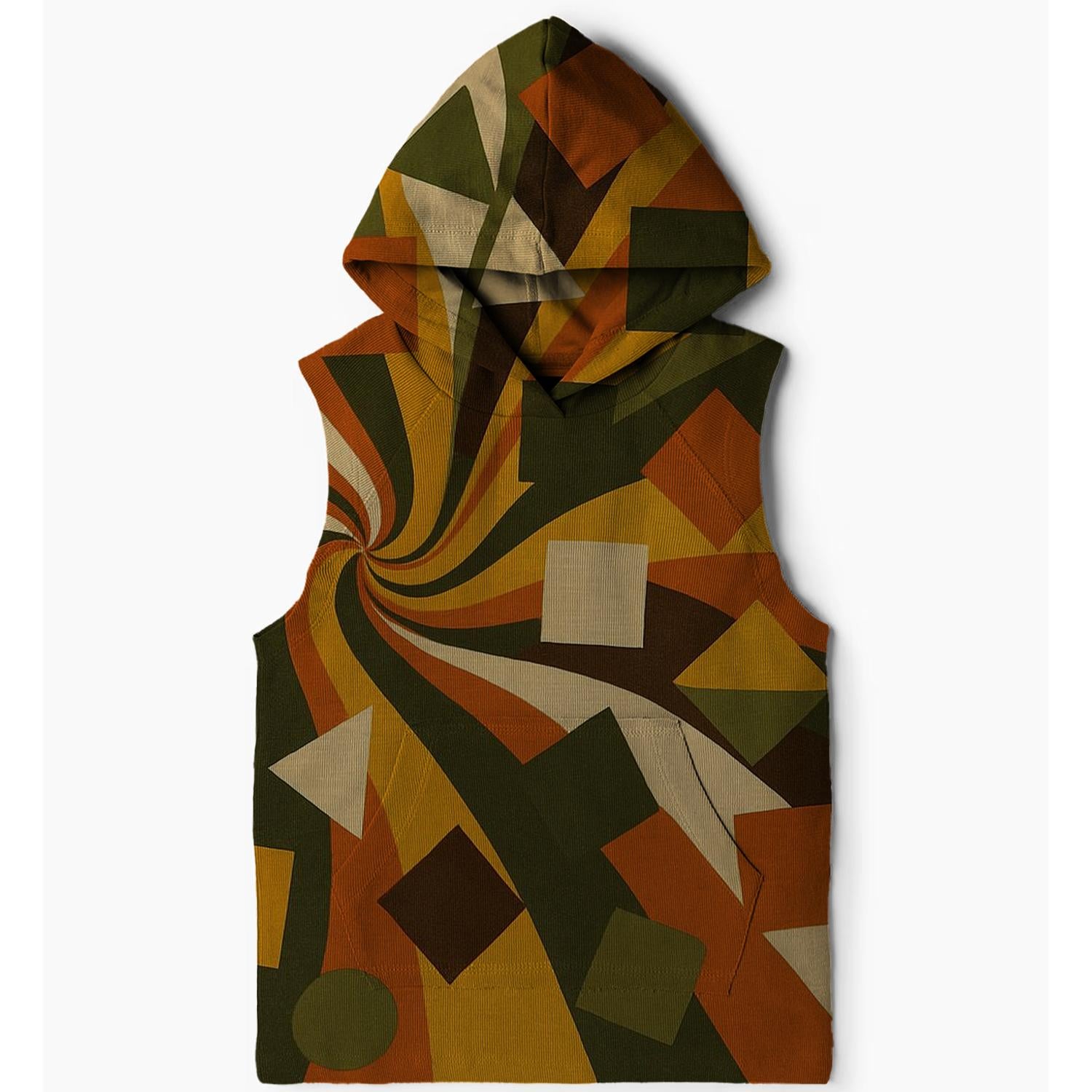 Groovy Geometric Burst Sleeveless Hoodie