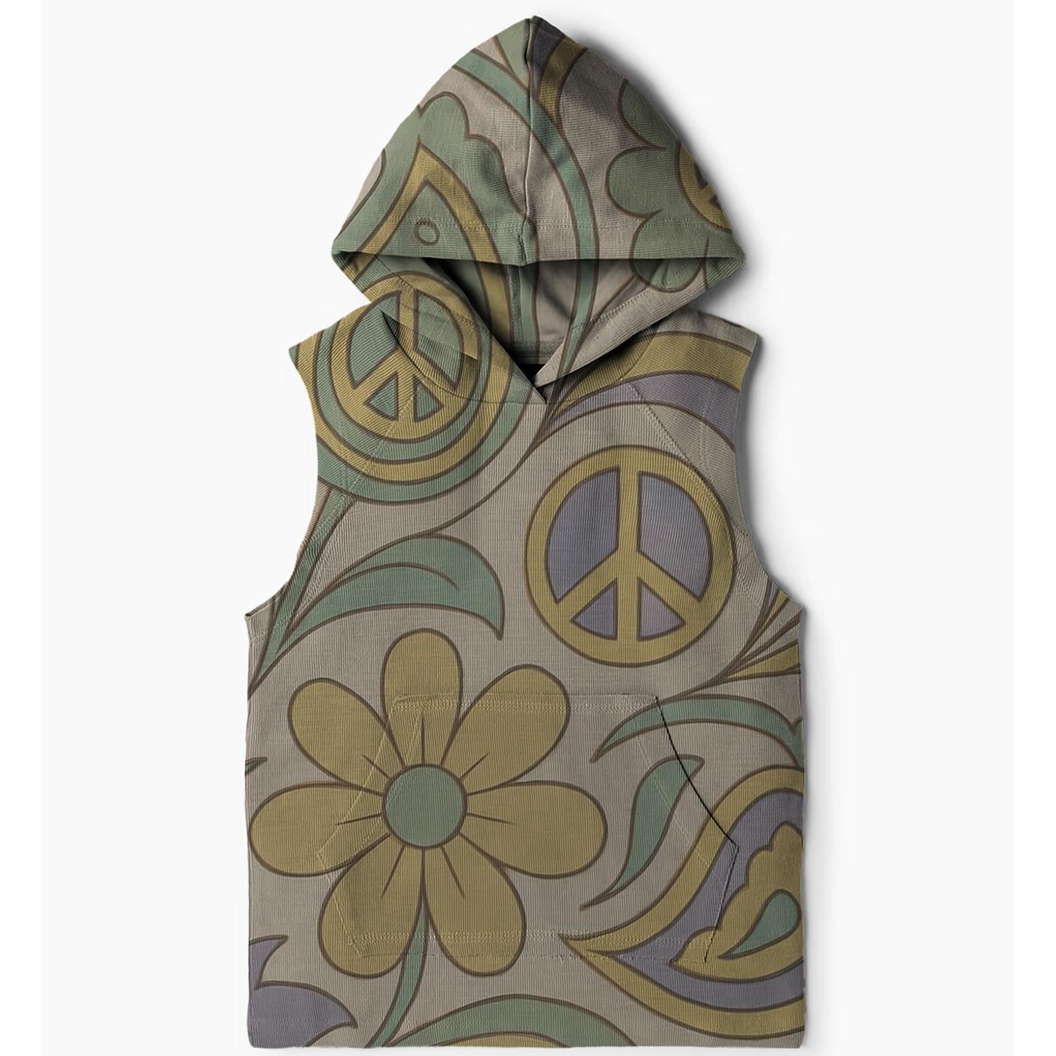 Peaceful Floral Dreams Sleeveless Hoodie