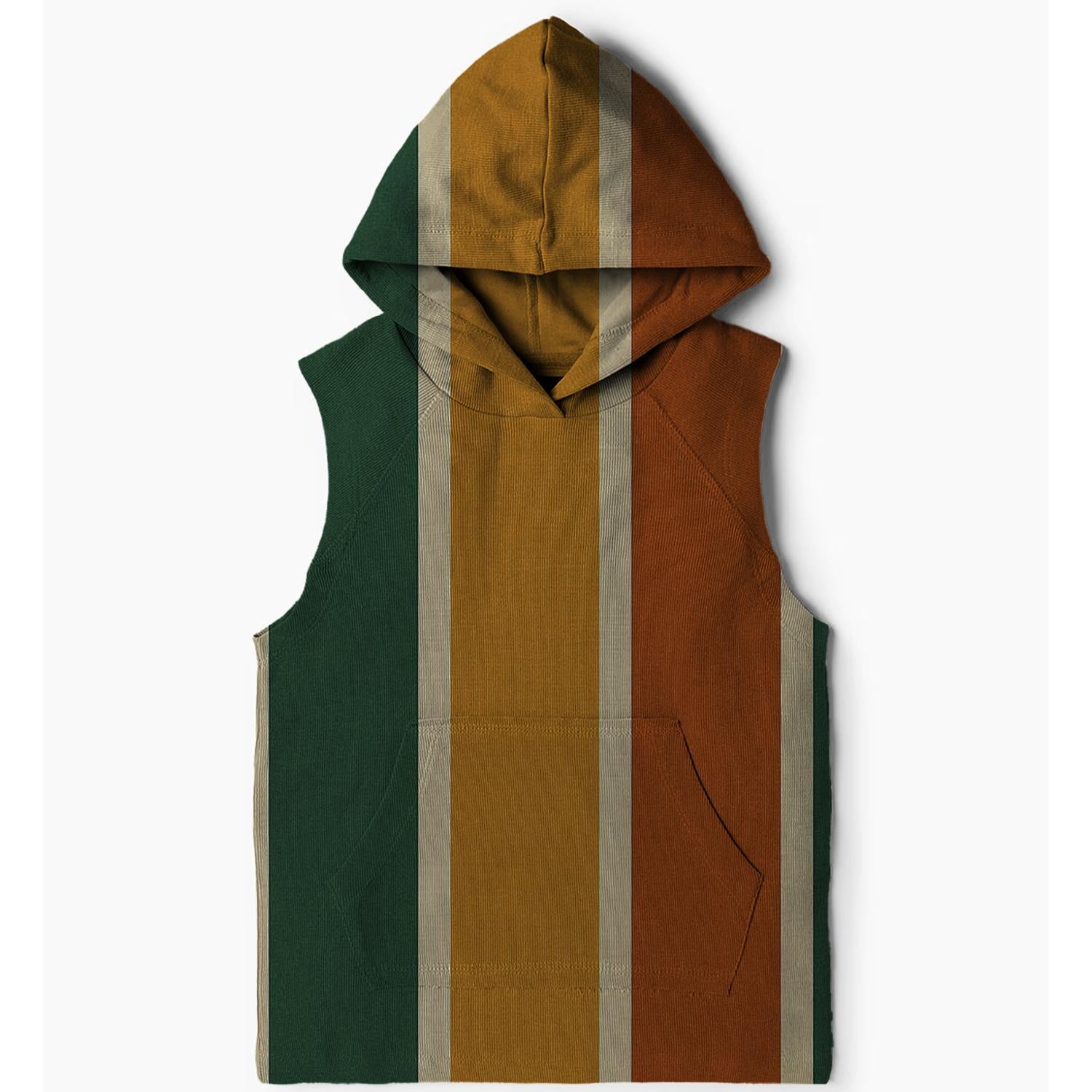 Charming Retro Stripes Sleeveless Hoodie