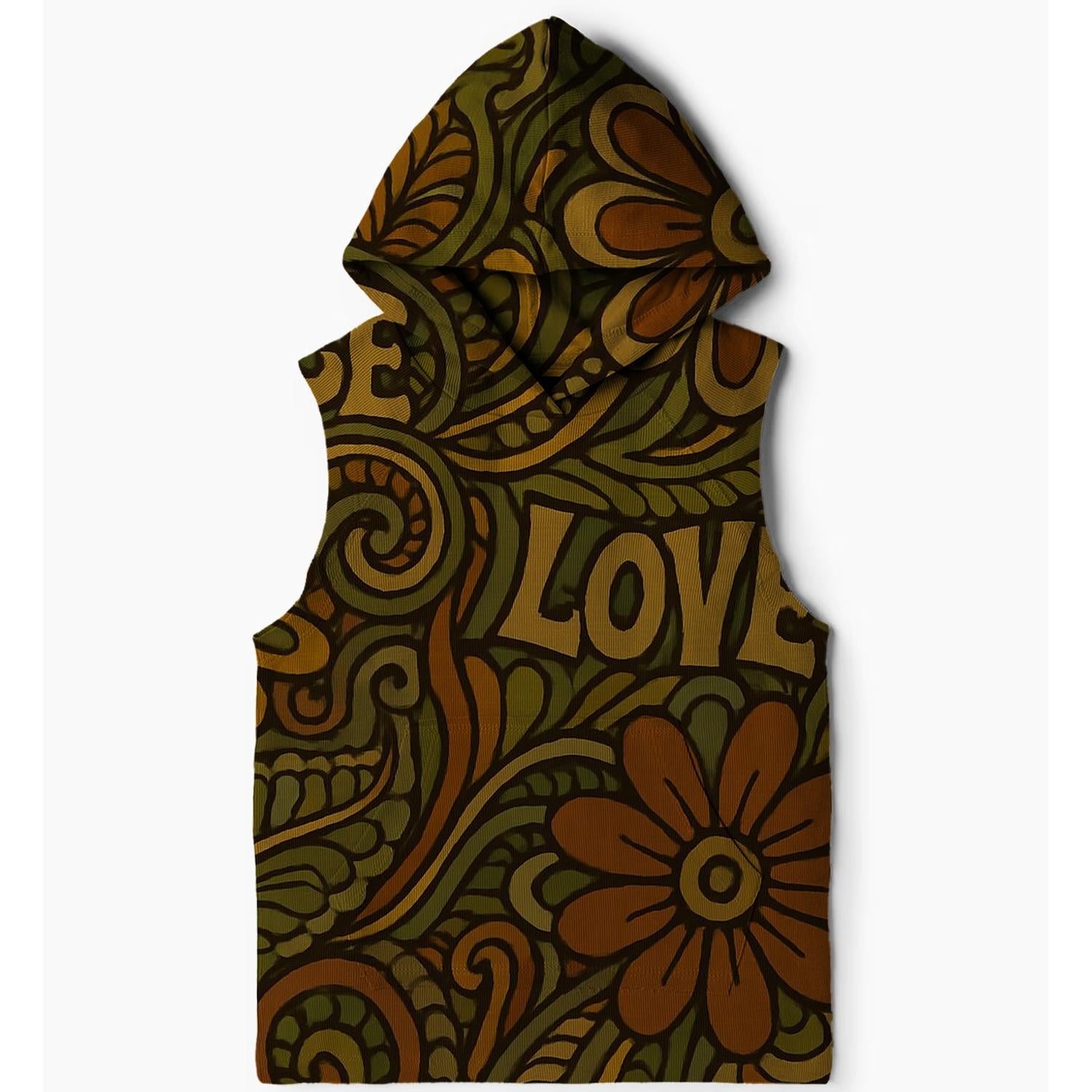 Hippie Harmony Patterns Sleeveless Hoodie