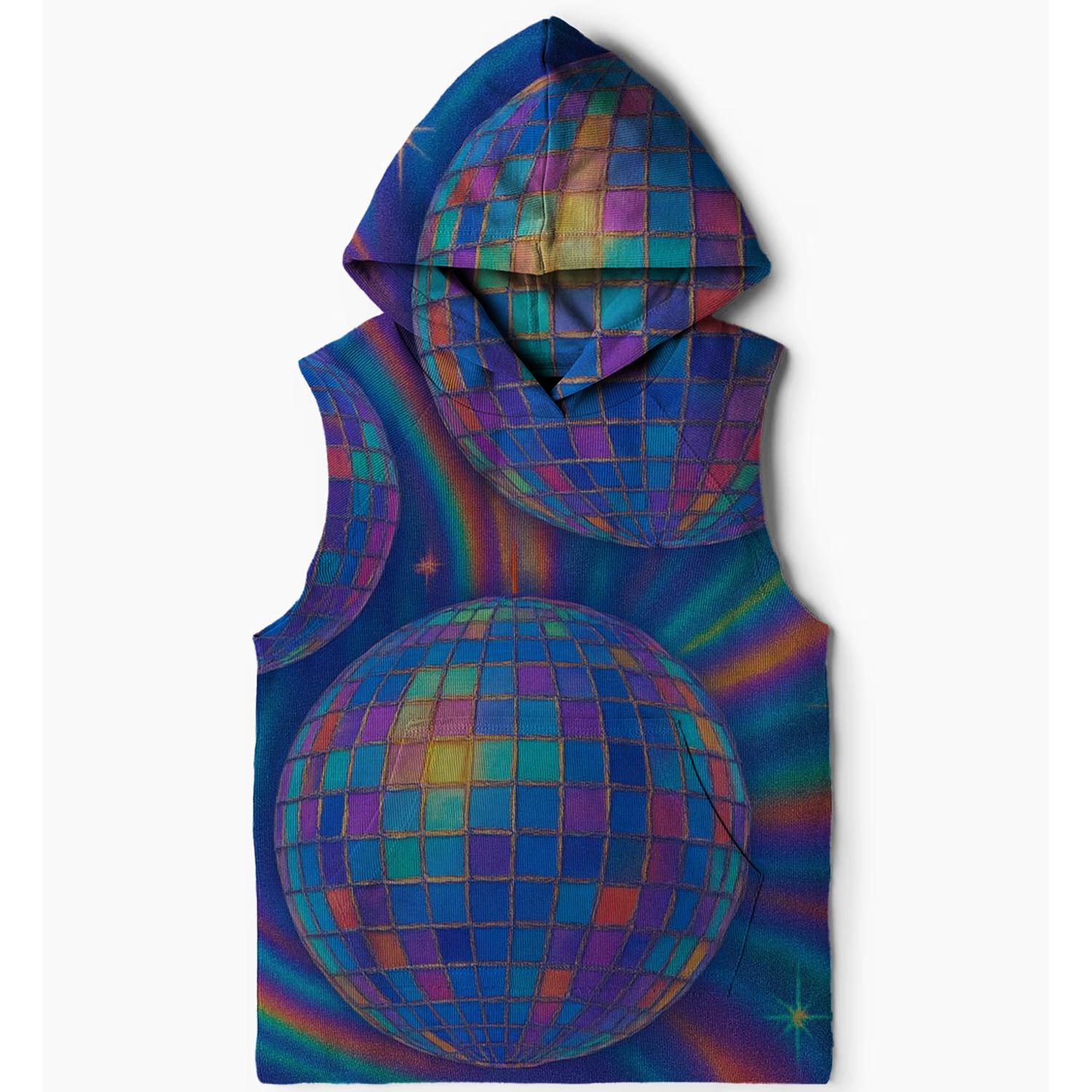 Holographic Disco Nights Sleeveless Hoodie