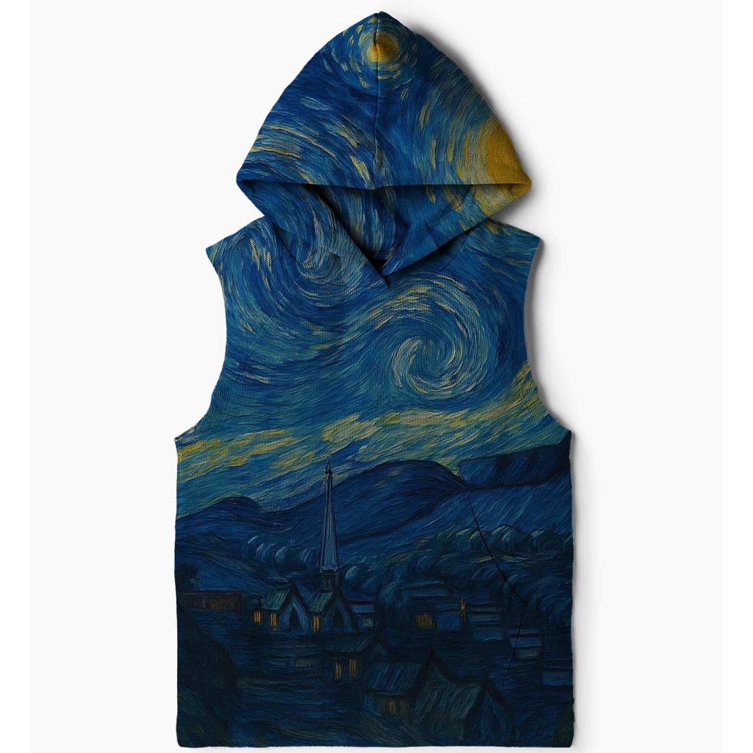 Vintage Starry Night Sleeveless Hoodie