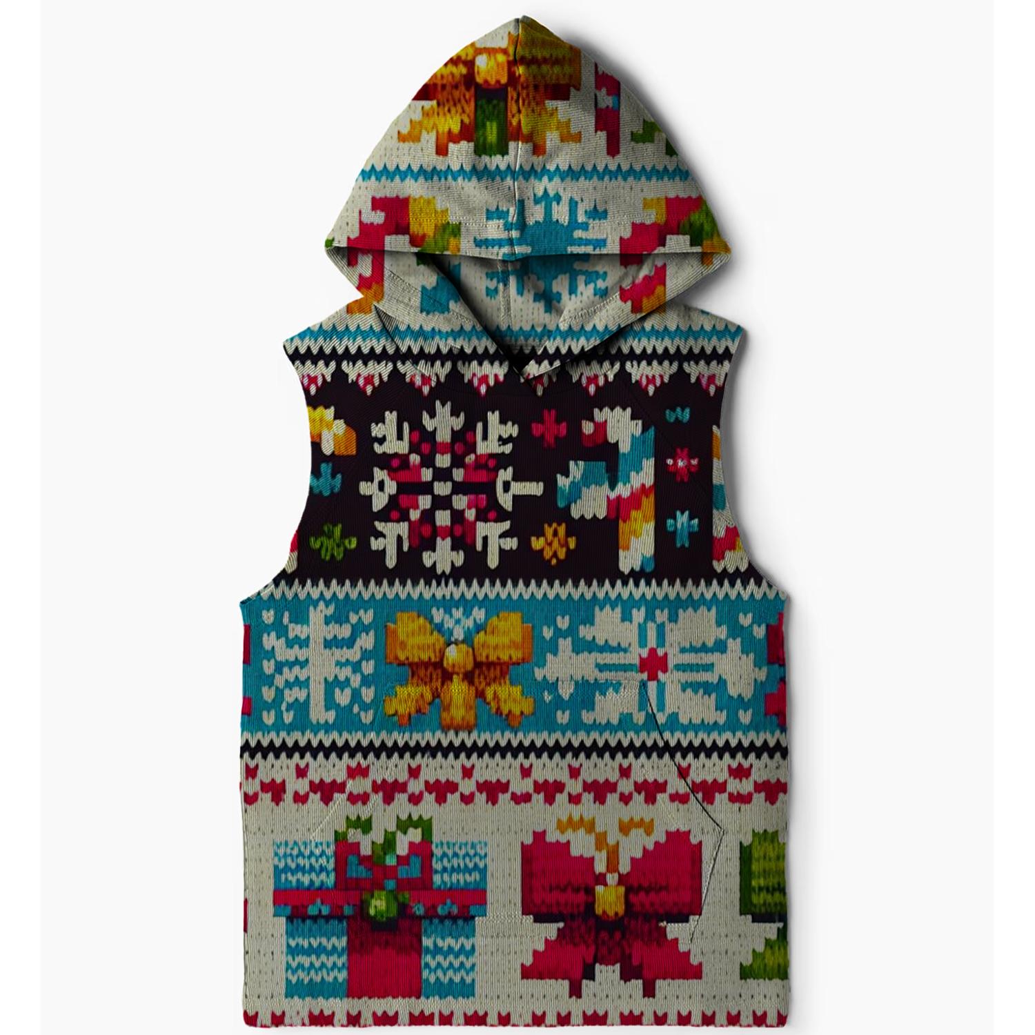 Candy Cane Delight Design Sleeveless Hoodie