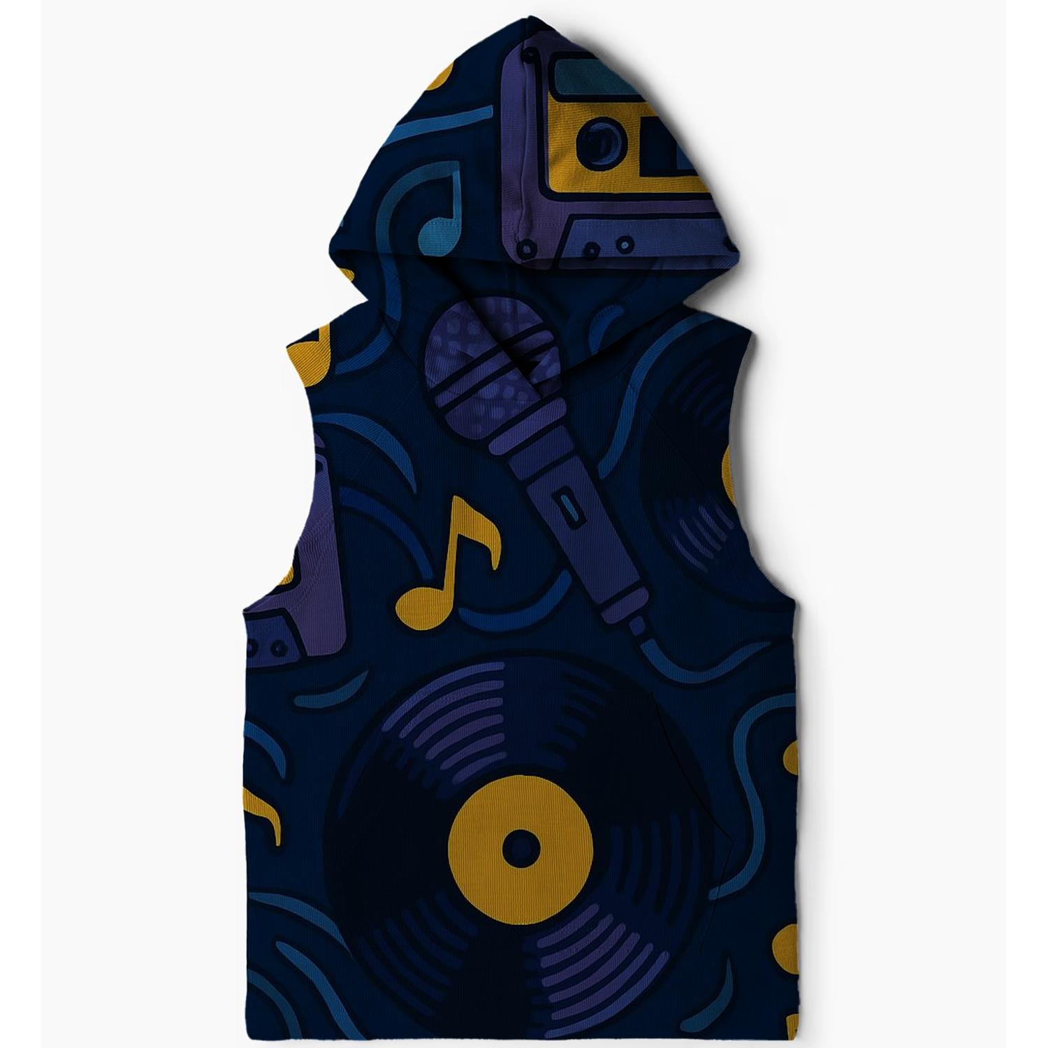 Retro Music Vibes Sleeveless Hoodie