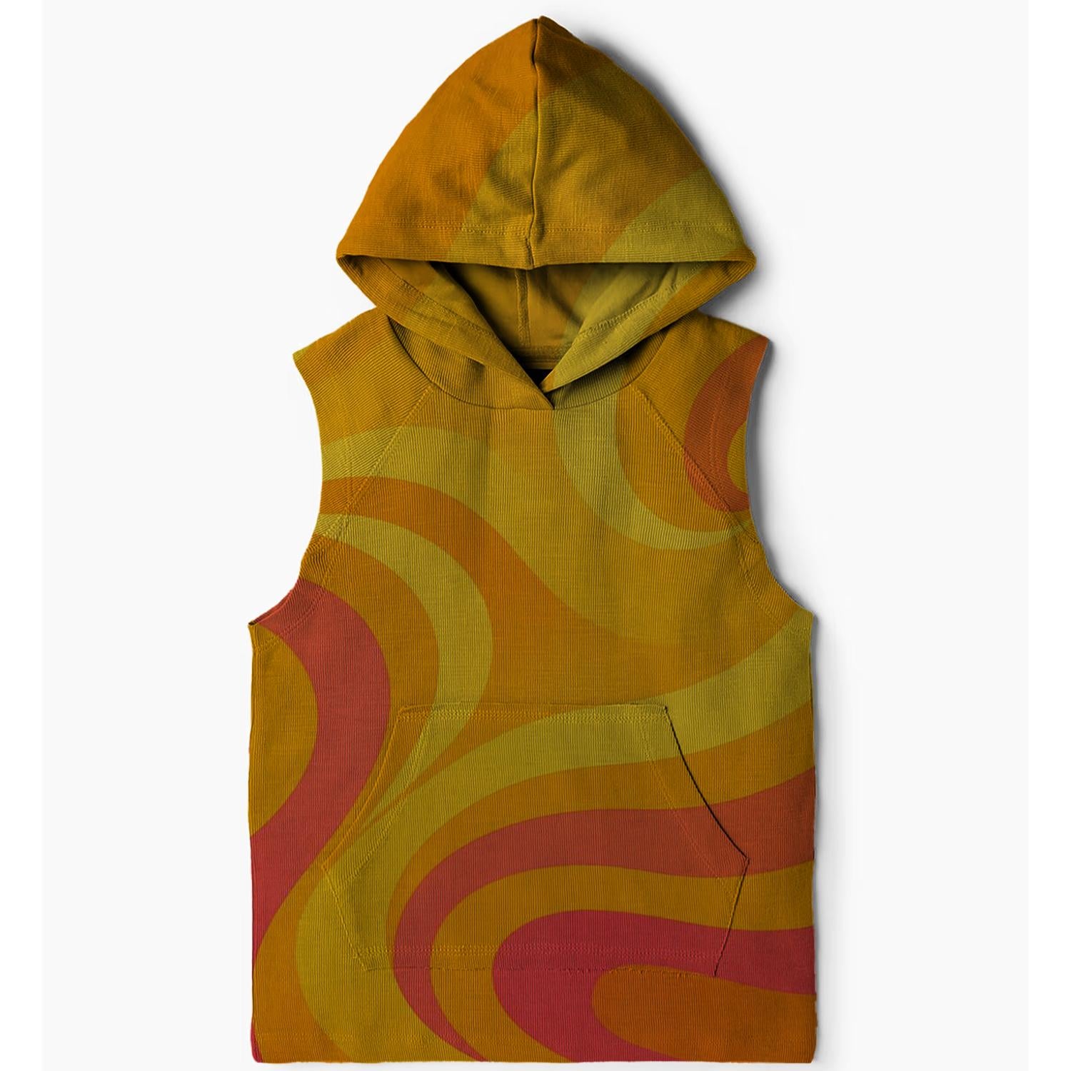 Vintage Sunshine Waves Sleeveless Hoodie