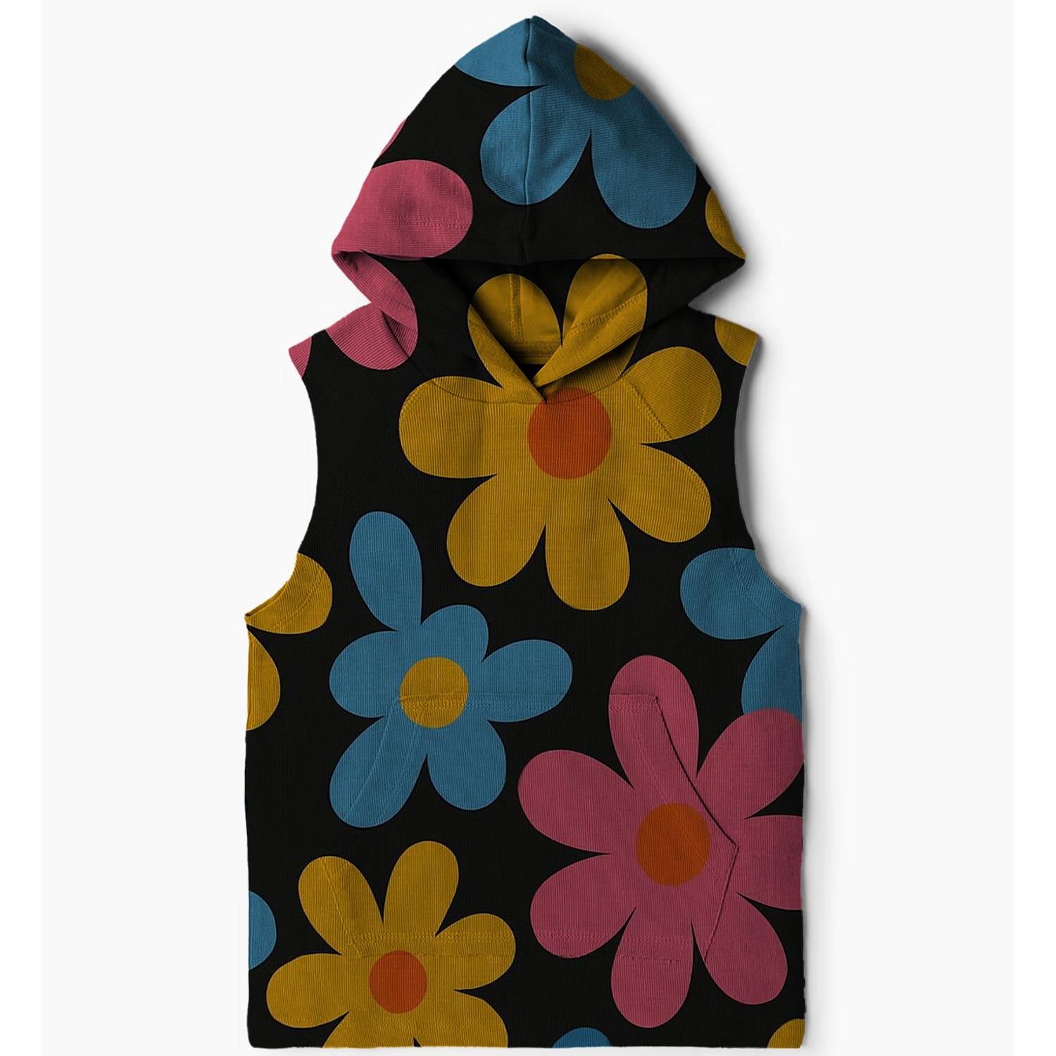 Groovy Floral Pattern Design Sleeveless Hoodie