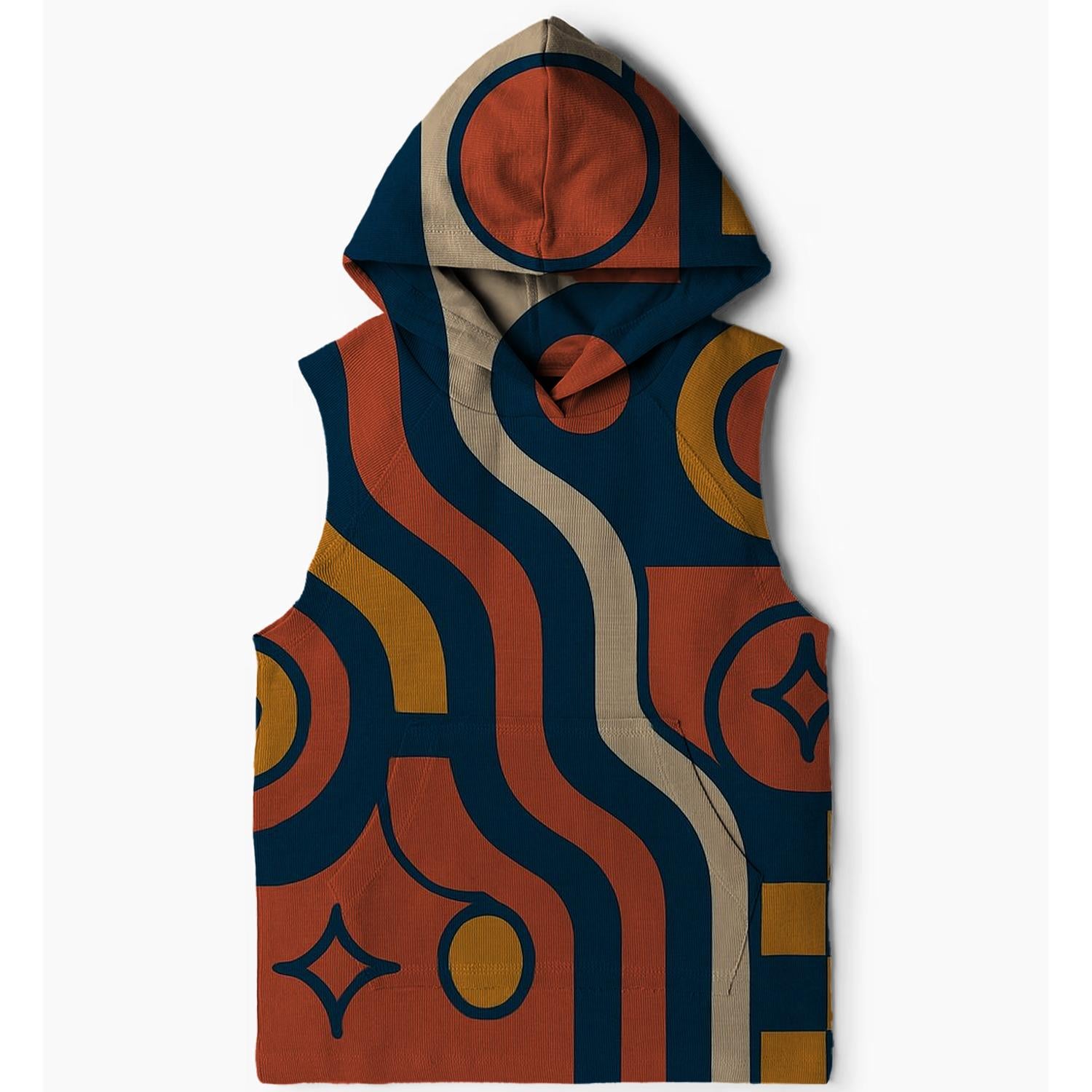 Vintage Funk Fusion Sleeveless Hoodie