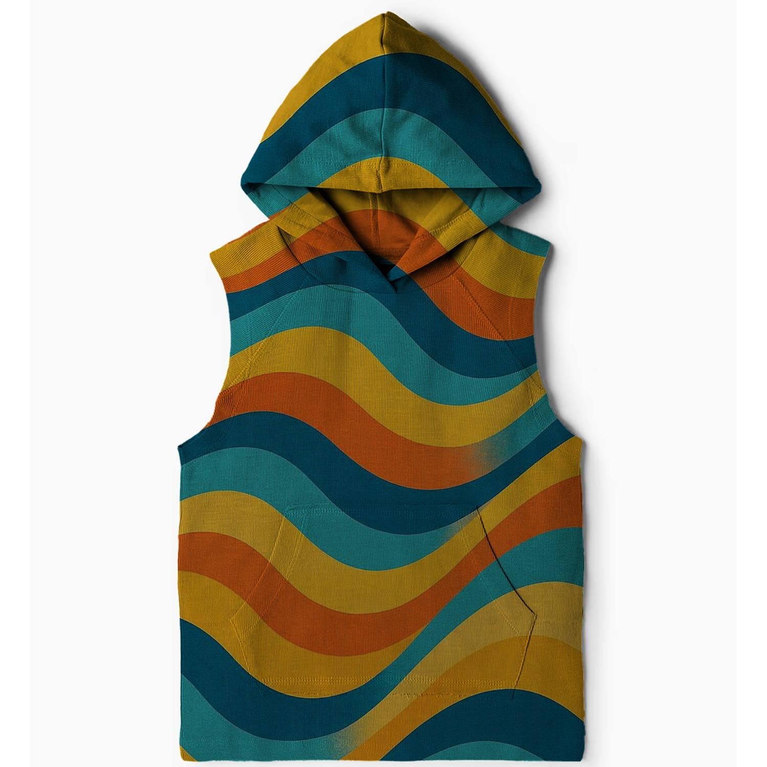 Retro Wave Patterns Sleeveless Hoodie