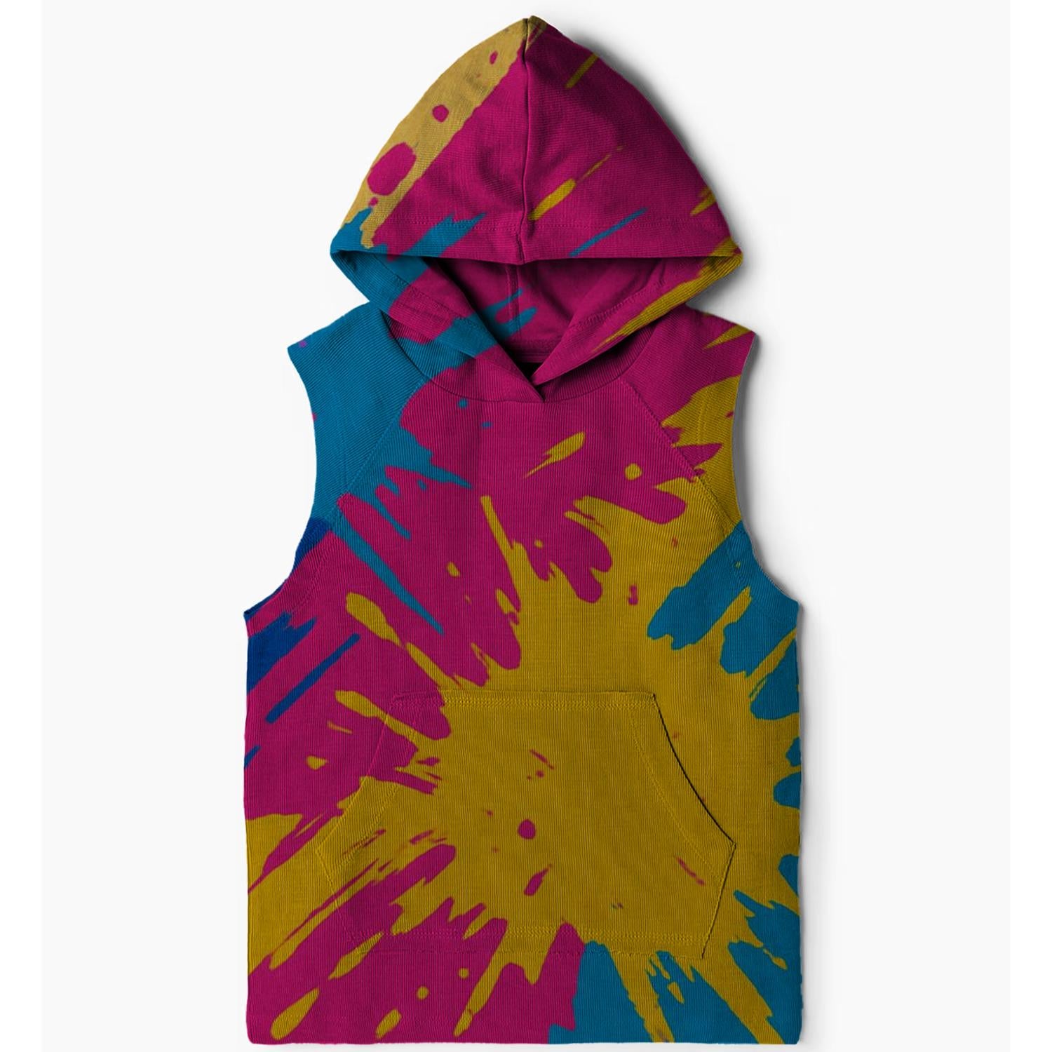 Electric Color Splashes Sleeveless Hoodie