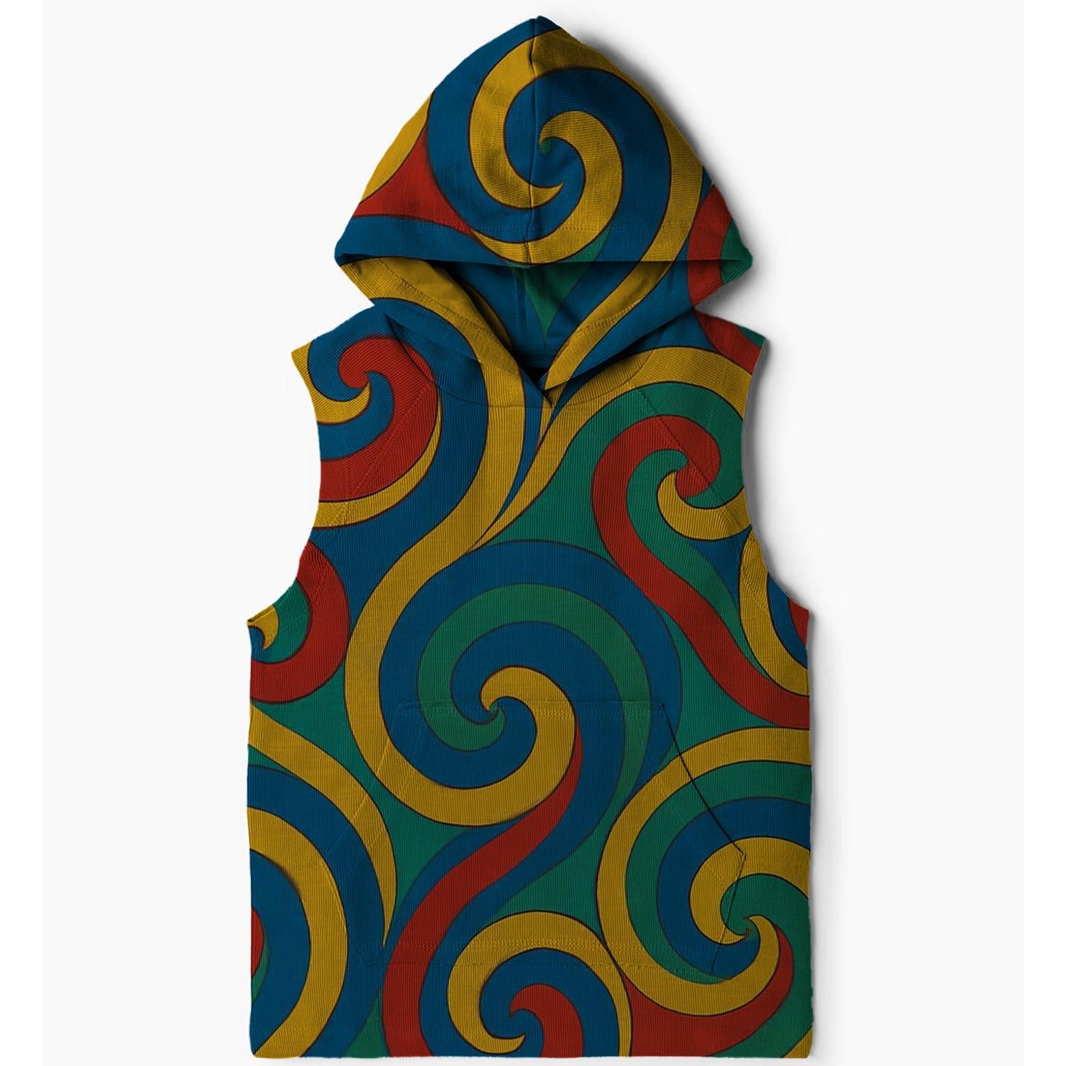 Colorful Swirl Patterns Sleeveless Hoodie