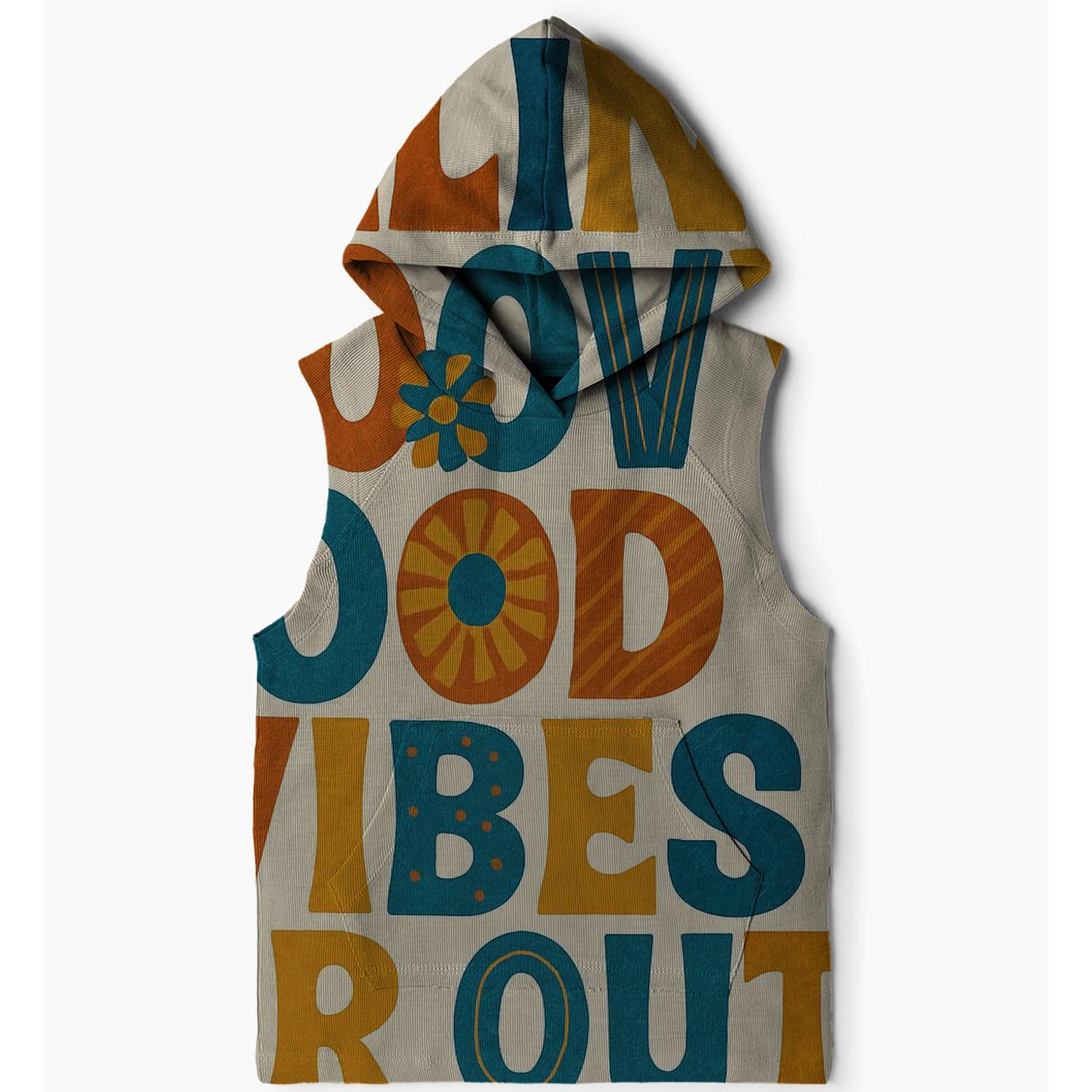 Funky Retro Typography Sleeveless Hoodie