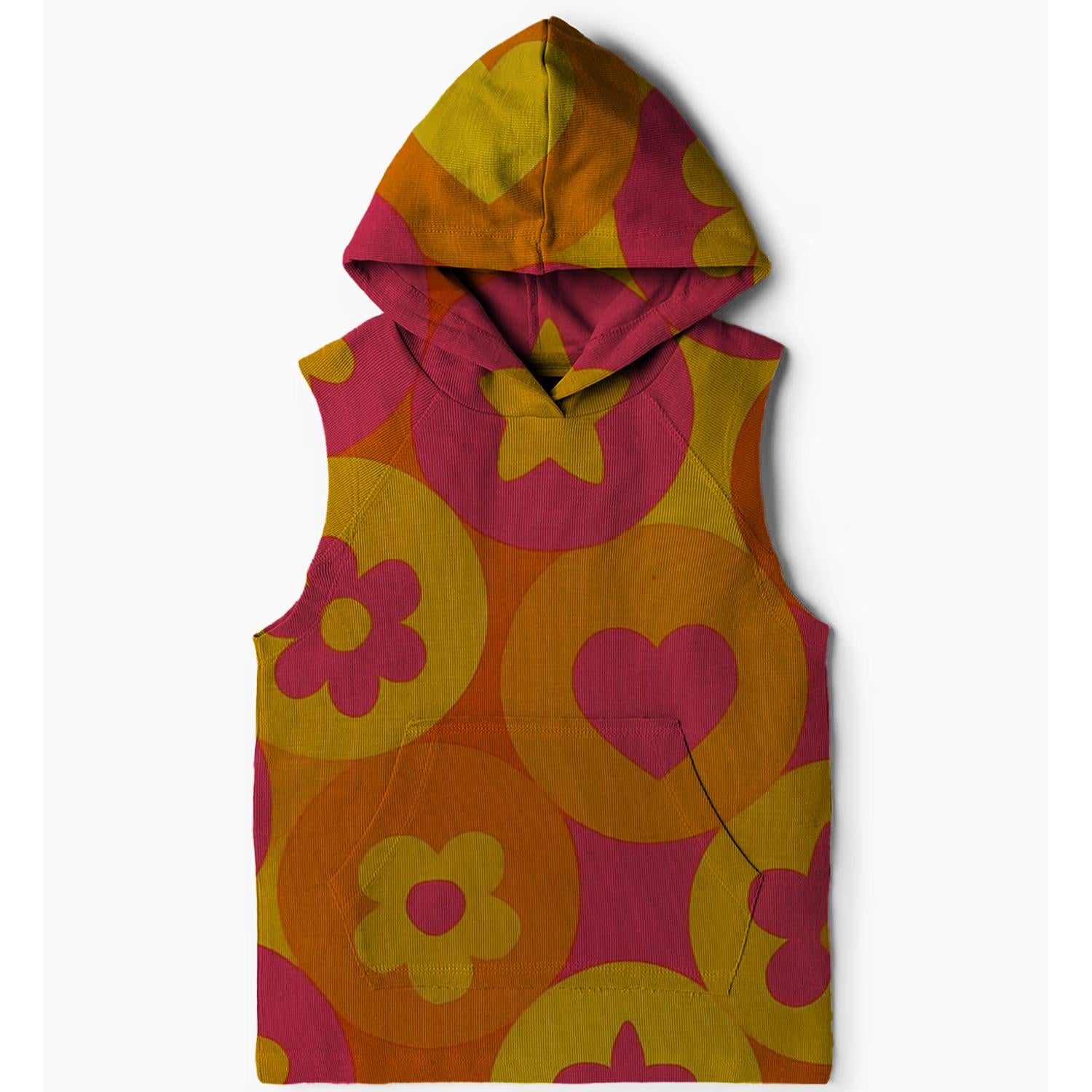 Retro Sunshine Circle Sleeveless Hoodie