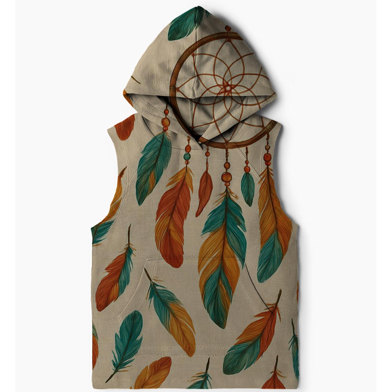 70s Bohemian Charm Sleeveless Hoodie