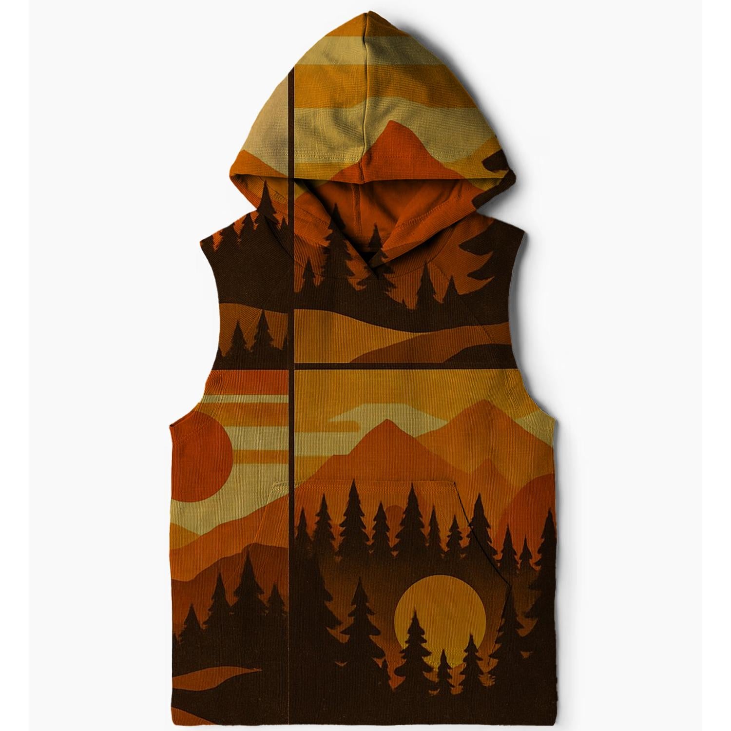 Retro Graphic Landscapes Sleeveless Hoodie