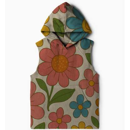 Peace and Love Floral Sleeveless Hoodie
