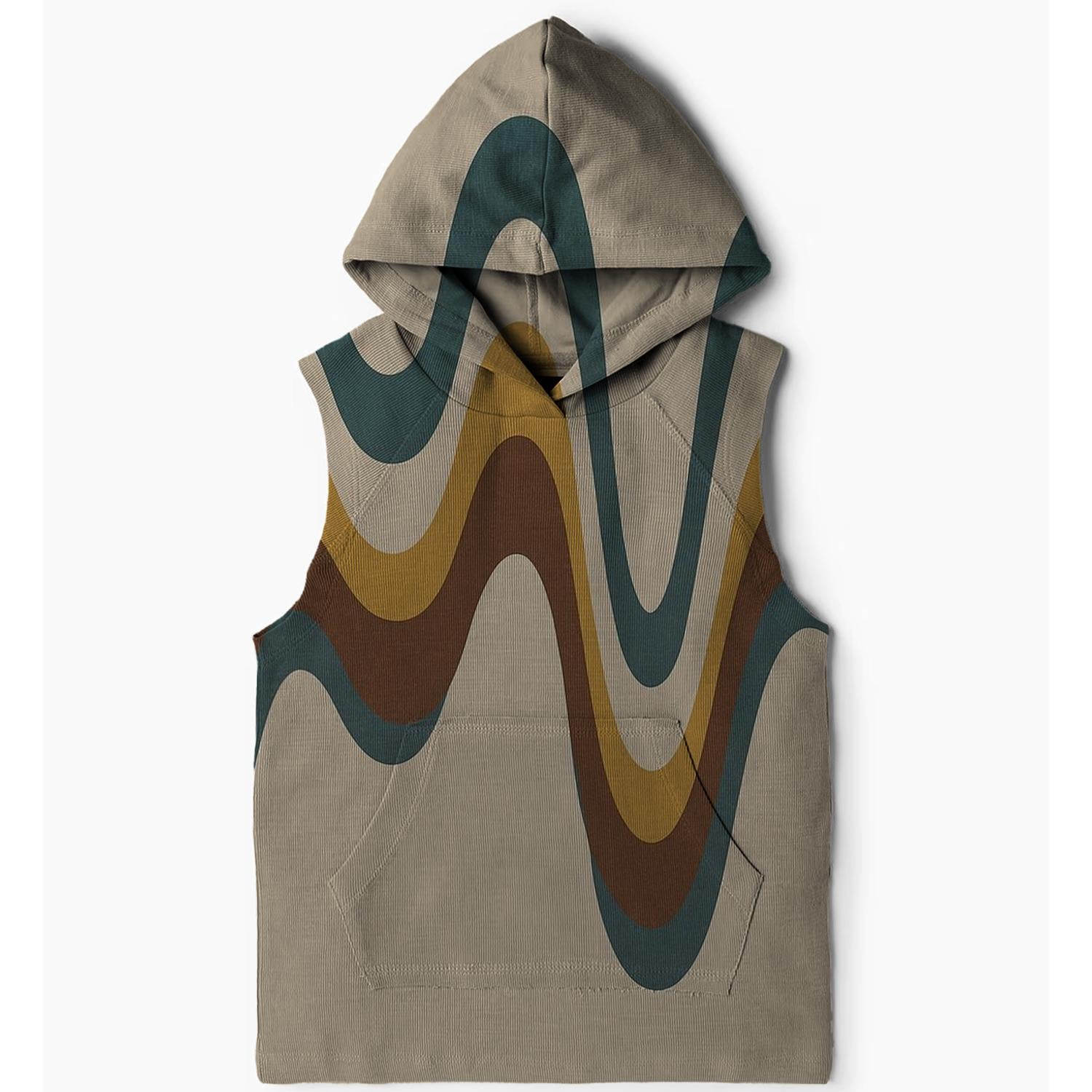 Retro Radio Waves Sleeveless Hoodie