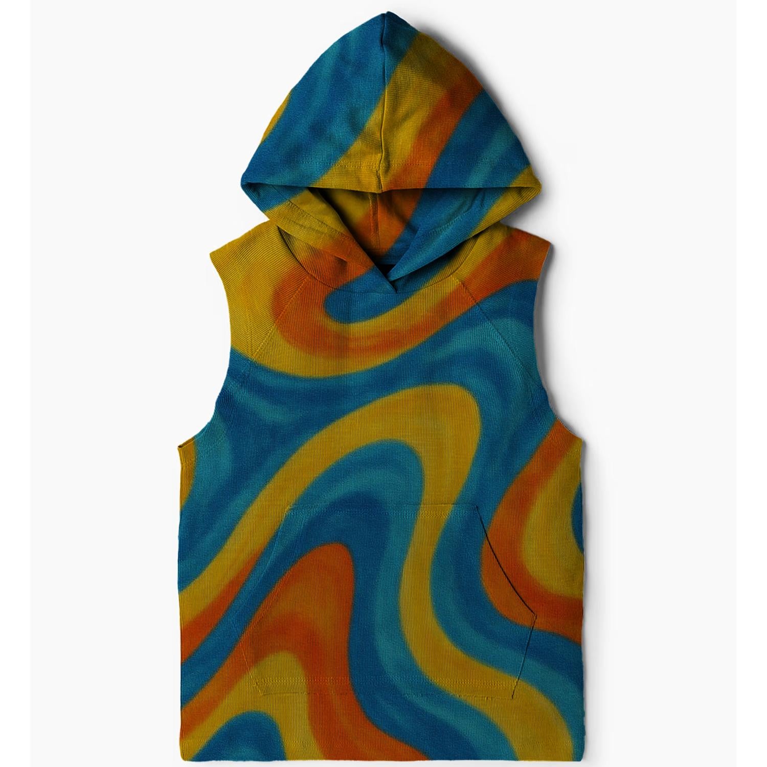 Retro Tie-Dye Waves Sleeveless Hoodie