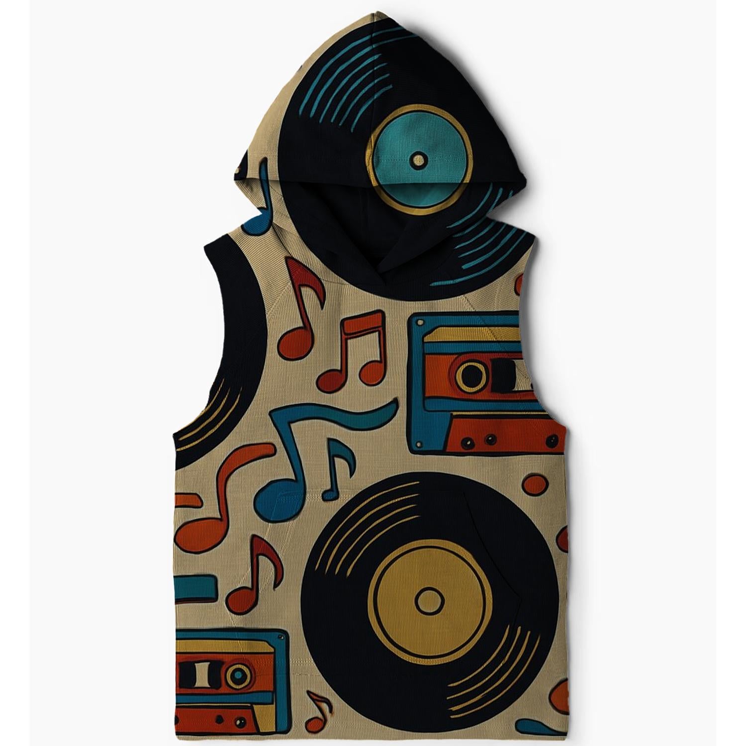 Vintage Record Collection Sleeveless Hoodie