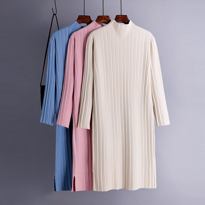 Women's Long Knitted Women Split Sweater Dress-Soco Hoodie
