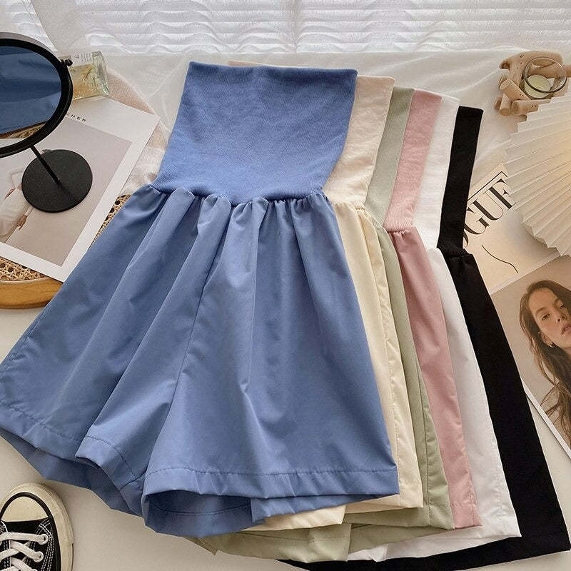 Women's Solid Color Strapless High Waist Romper-Soco Hoodie