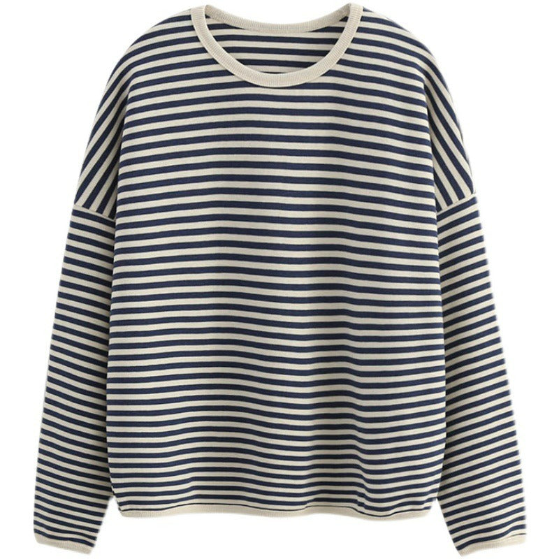 Women's Striped Oversized Casual Sweatshirt-Soco Hoodie