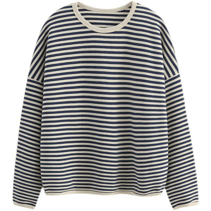 Women's Striped Oversized Casual Sweatshirt-Soco Hoodie