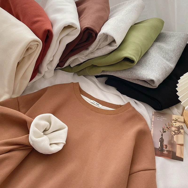 Women's Solid Color Thickened Winter Sweatshirt-Soco Hoodie