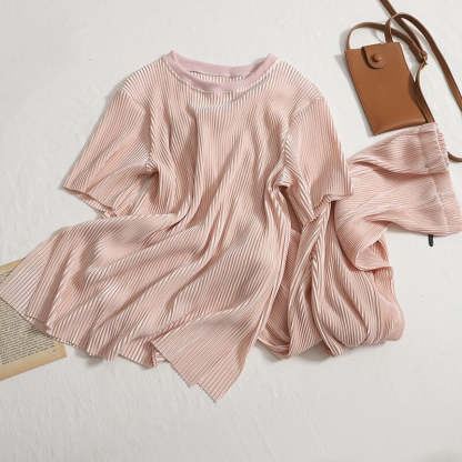 Two Piece O-Neck T-Shirt And Slit Pants For Women-Soco Hoodie