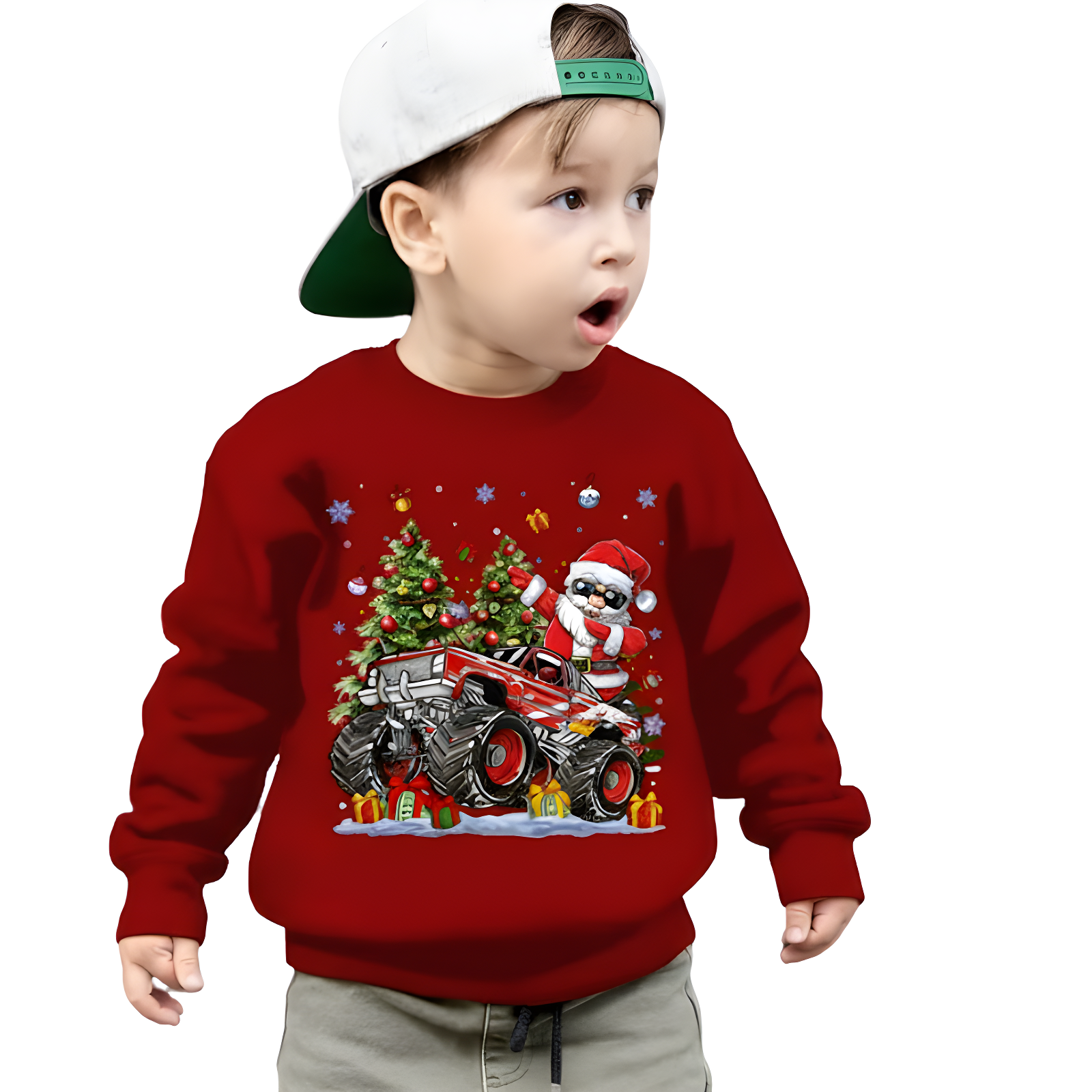Boys Santa And Gift Truck Print Sweatshirt