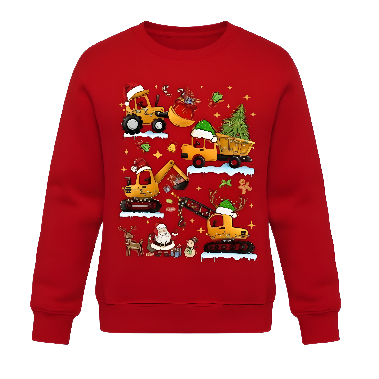 Christmas Excavator Tree Printed Sweatshirt For Boys