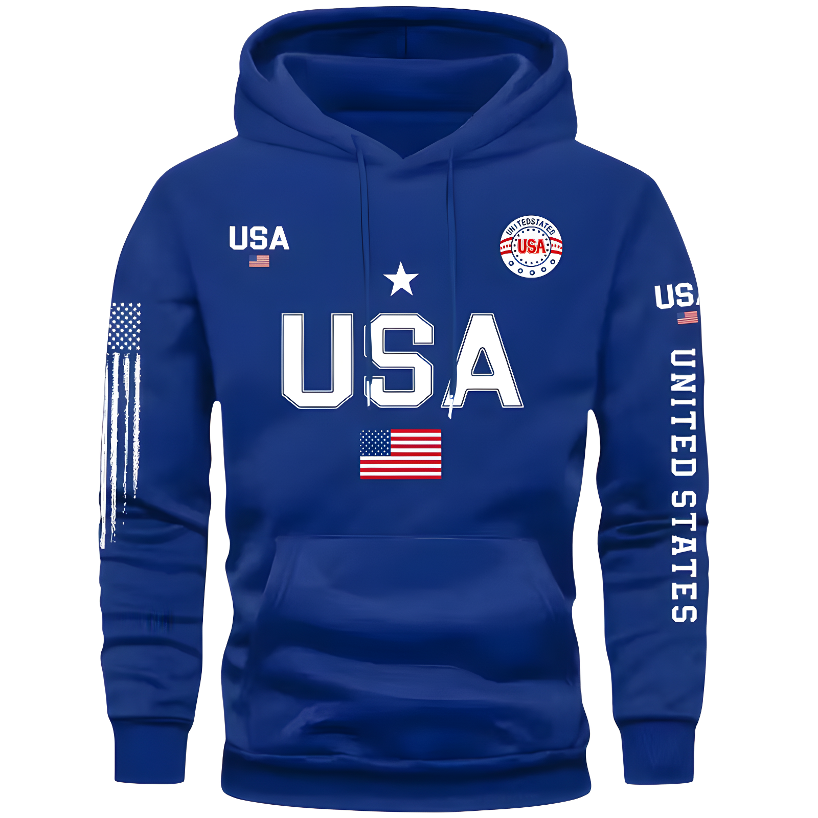 Men Fleece Hoodie With USA Flag Pattern