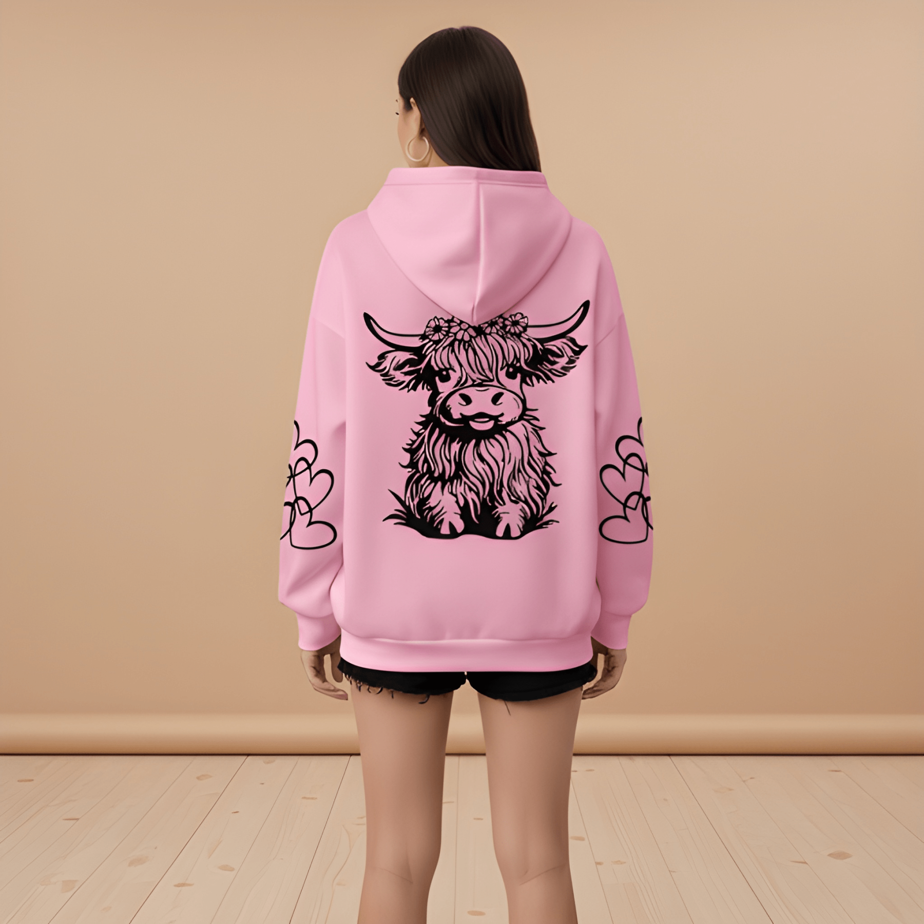 Cow Print Plus Size Kangaroo Pocket Hoodie
