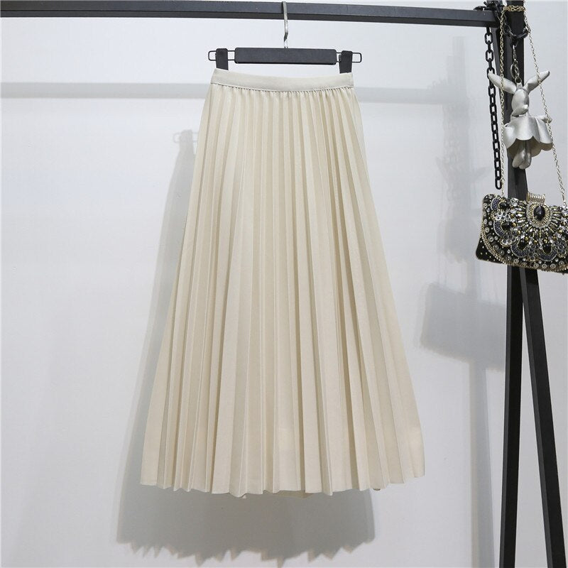 Retro Slim Pleated Mid-Length Skirt For Women-Soco Hoodie