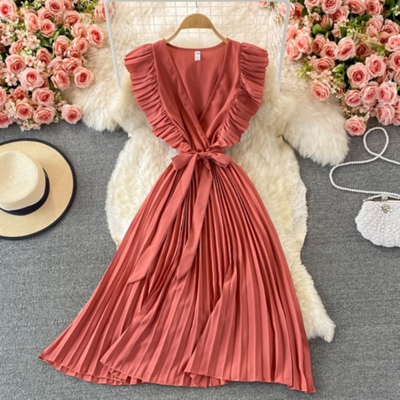 Elegant Solid Color V-neck Slim Dress For Women-Soco Hoodie
