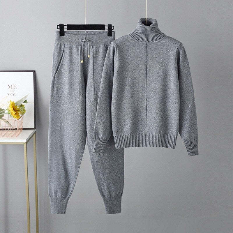 Casual Turtleneck 2 Piece Women's Sweater-Soco Hoodie