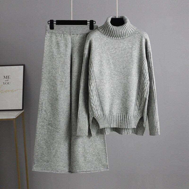 Thick Turtleneck Pullover Sweater Sets For Women-Soco Hoodie