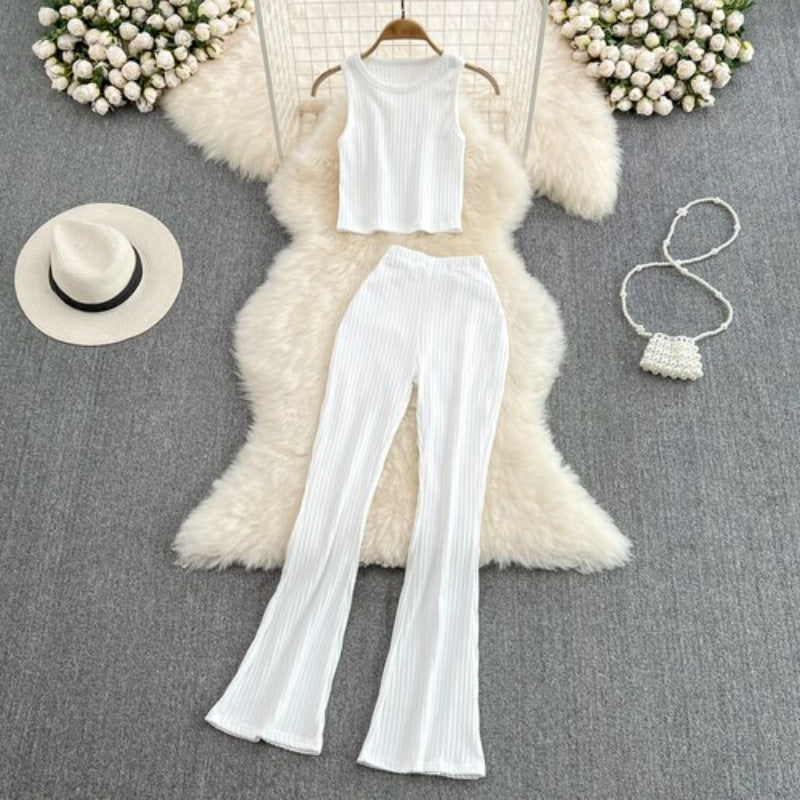 Casual Vest Sleeveless O-Neck 2 Piece Set-Soco Hoodie