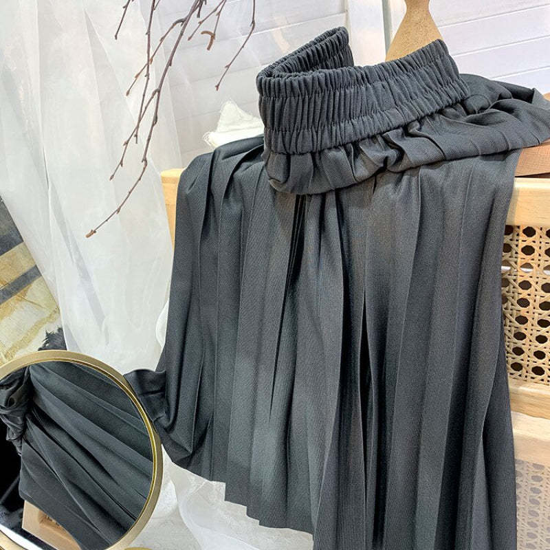 Korean Drape Pleated Long Skirt For Women-Soco Hoodie