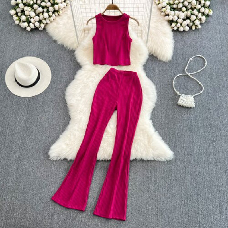 Casual Vest Sleeveless O-Neck 2 Piece Set-Soco Hoodie