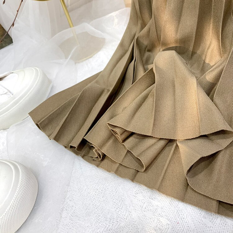 Korean Drape Pleated Long Skirt For Women-Soco Hoodie