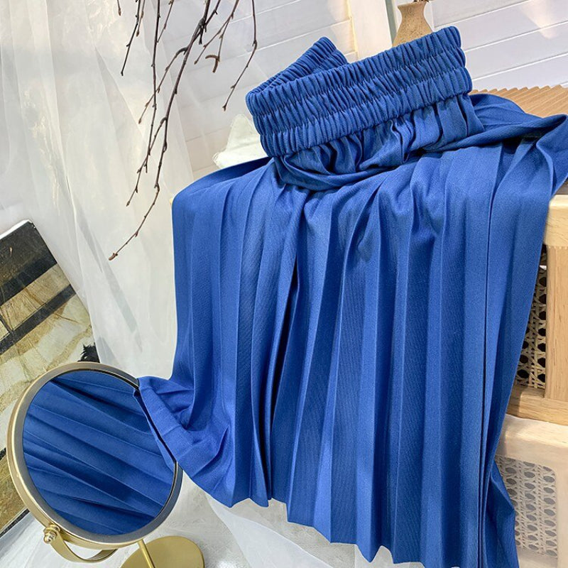 Korean Drape Pleated Long Skirt For Women-Soco Hoodie