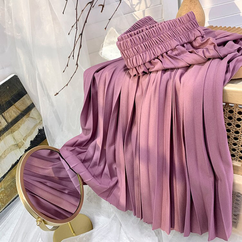 Korean Drape Pleated Long Skirt For Women-Soco Hoodie