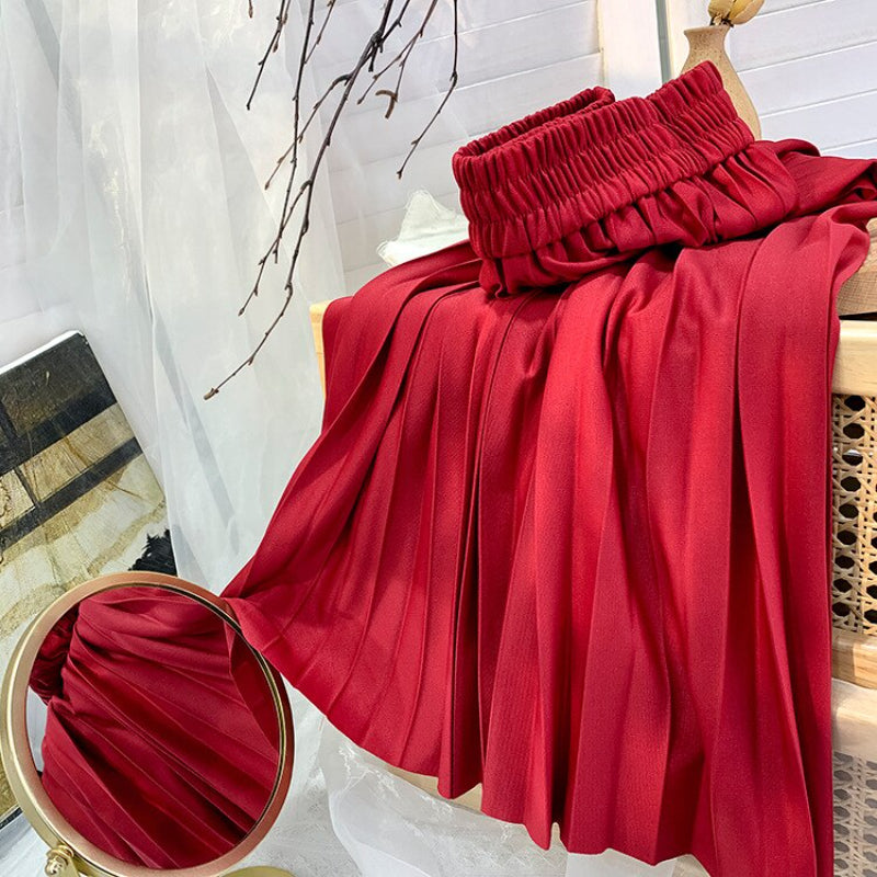 Korean Drape Pleated Long Skirt For Women-Soco Hoodie
