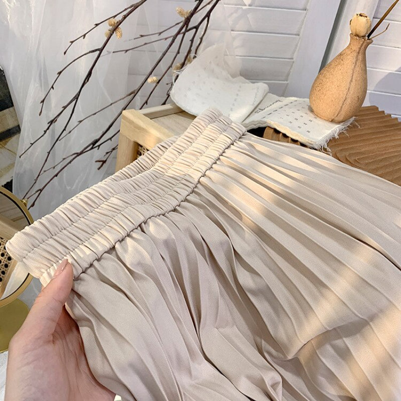 Korean Drape Pleated Long Skirt For Women-Soco Hoodie