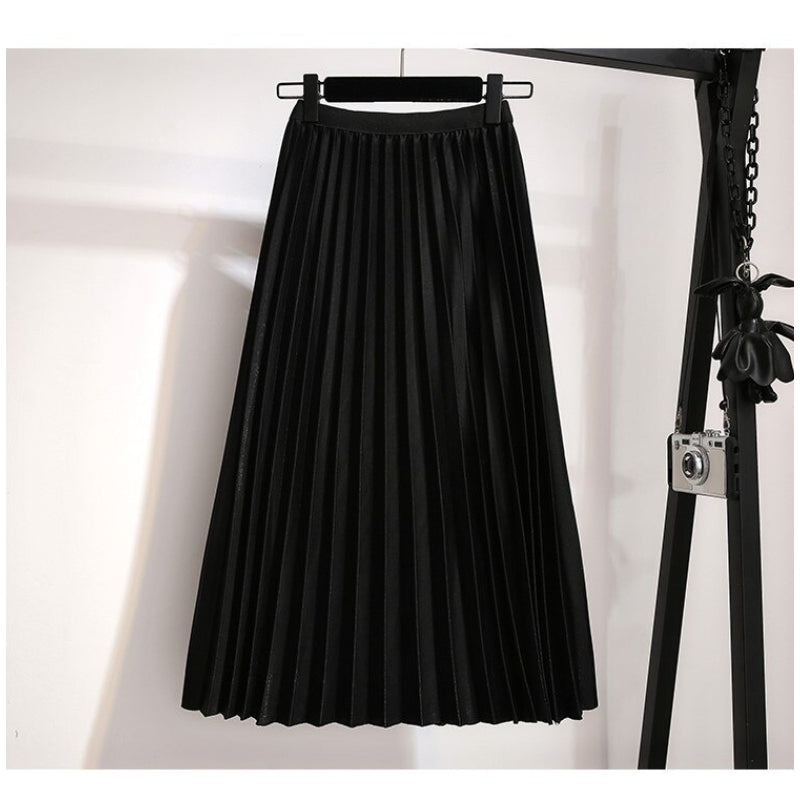 Retro Slim Pleated Mid-Length Skirt For Women-Soco Hoodie