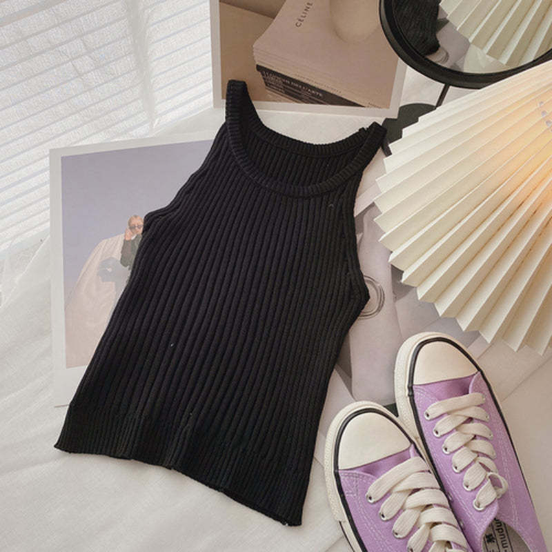 Slim Casual Knitted O-Neck Sleeveless Camisole-Soco Hoodie