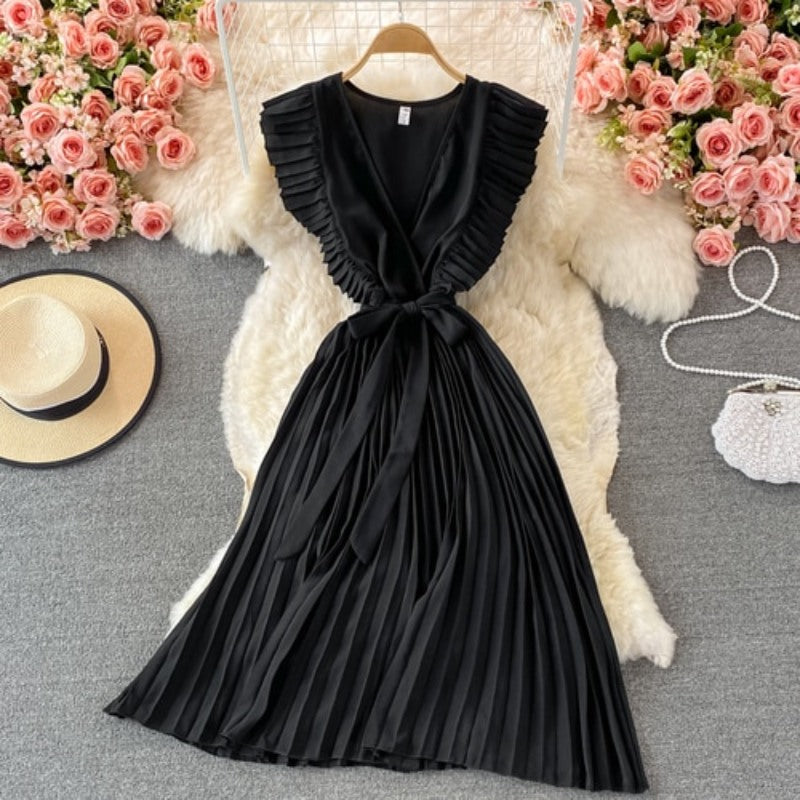 Elegant Solid Color V-neck Slim Dress For Women-Soco Hoodie