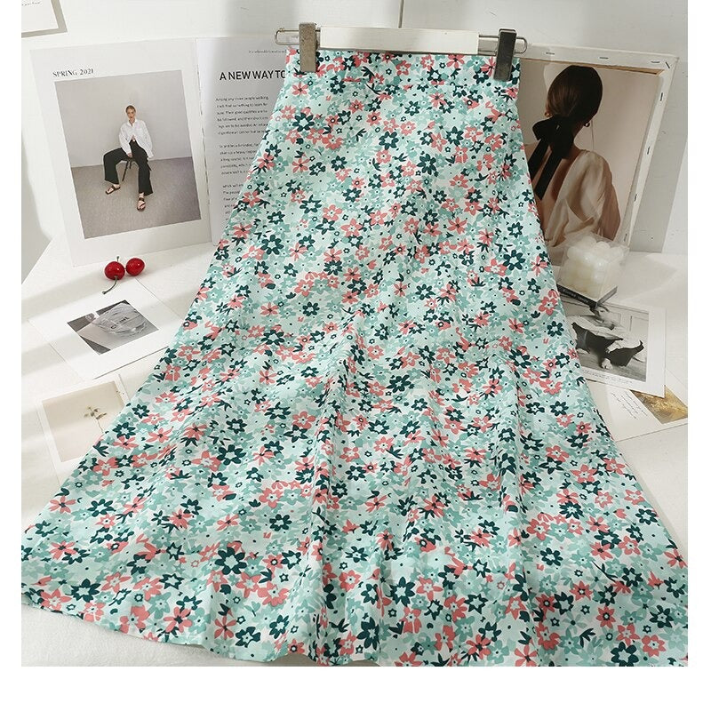 Retro Floral Printed Long Skirts For Women-Soco Hoodie
